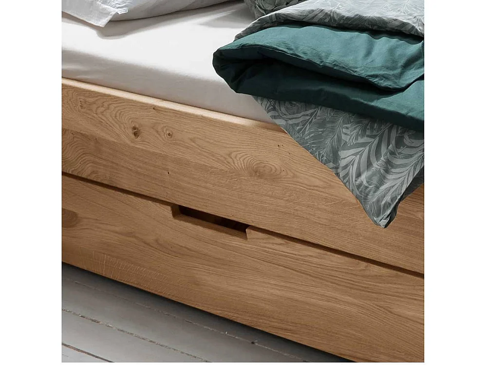 Doppelbett Stauraumbett inklusive zwei Nachtkommoden auf Schwebesockel (dreiteilig)