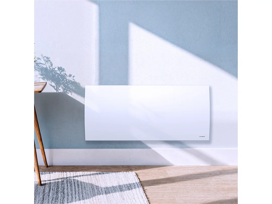 Radiateur électrique fixe à inertie sèche céramique avec thermostat interchangeable 2000W THOMSON CLEO horizontal blanc