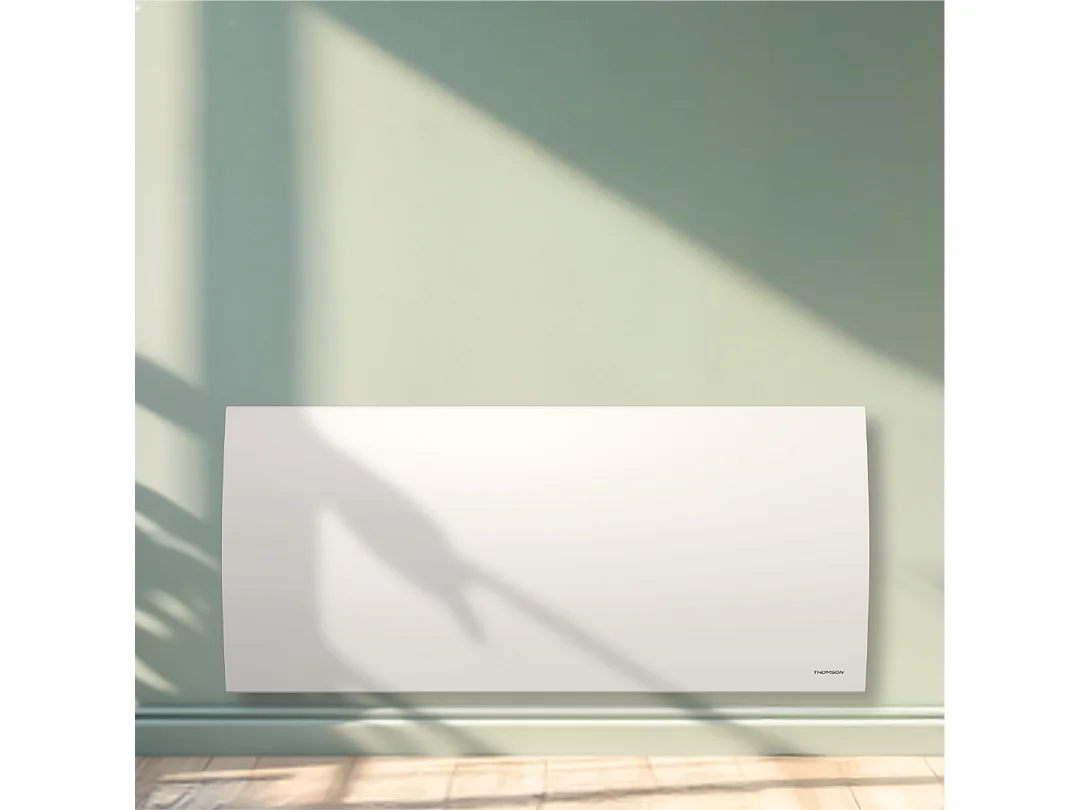 Radiateur électrique fixe à inertie sèche céramique avec thermostat interchangeable 2000W THOMSON CLEO horizontal blanc
