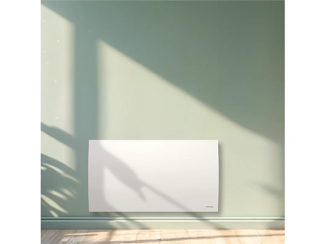 Radiateur électrique fixe à inertie sèche céramique avec thermostat interchangeable 1500W THOMSON CLEO horizontal blanc