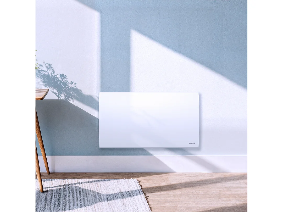 Radiateur électrique fixe à inertie sèche céramique avec thermostat interchangeable 1500W THOMSON CLEO horizontal blanc