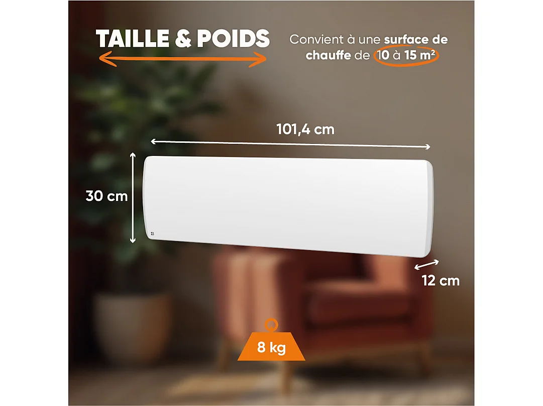 Radiateur électrique fixe à inertie sèche céramique 1500W Bestherm ARIA plinthe blanc