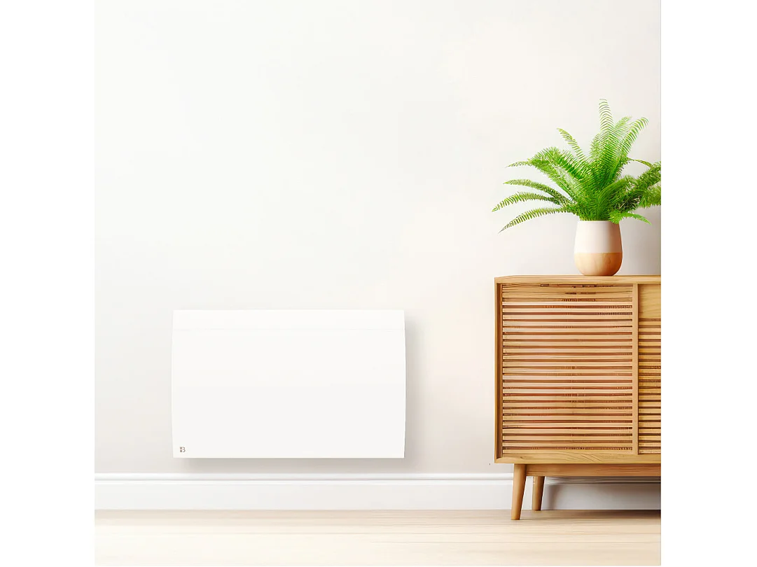 Radiateur électrique fixe connecté WIFI à inertie sèche céramique 1500W Bestherm ILLO CONNECT horizontal blanc
