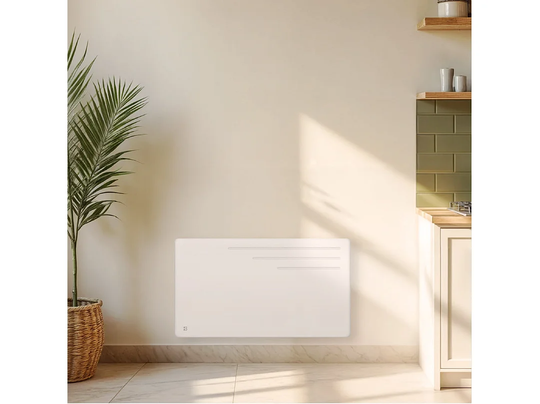 Radiateur électrique fixe à inertie sèche fonte 1500W Bestherm MOTU horizontal blanc