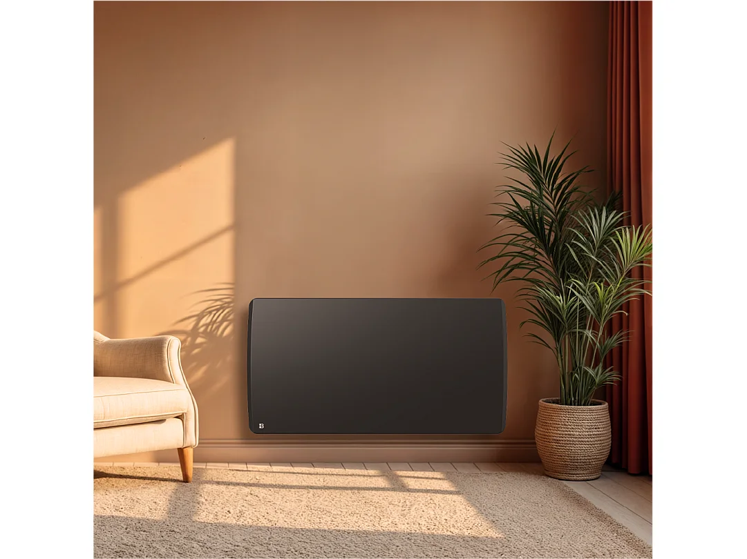 Radiateur électrique fixe à inertie sèche céramique 2000W Bestherm ARIA horizontal noir