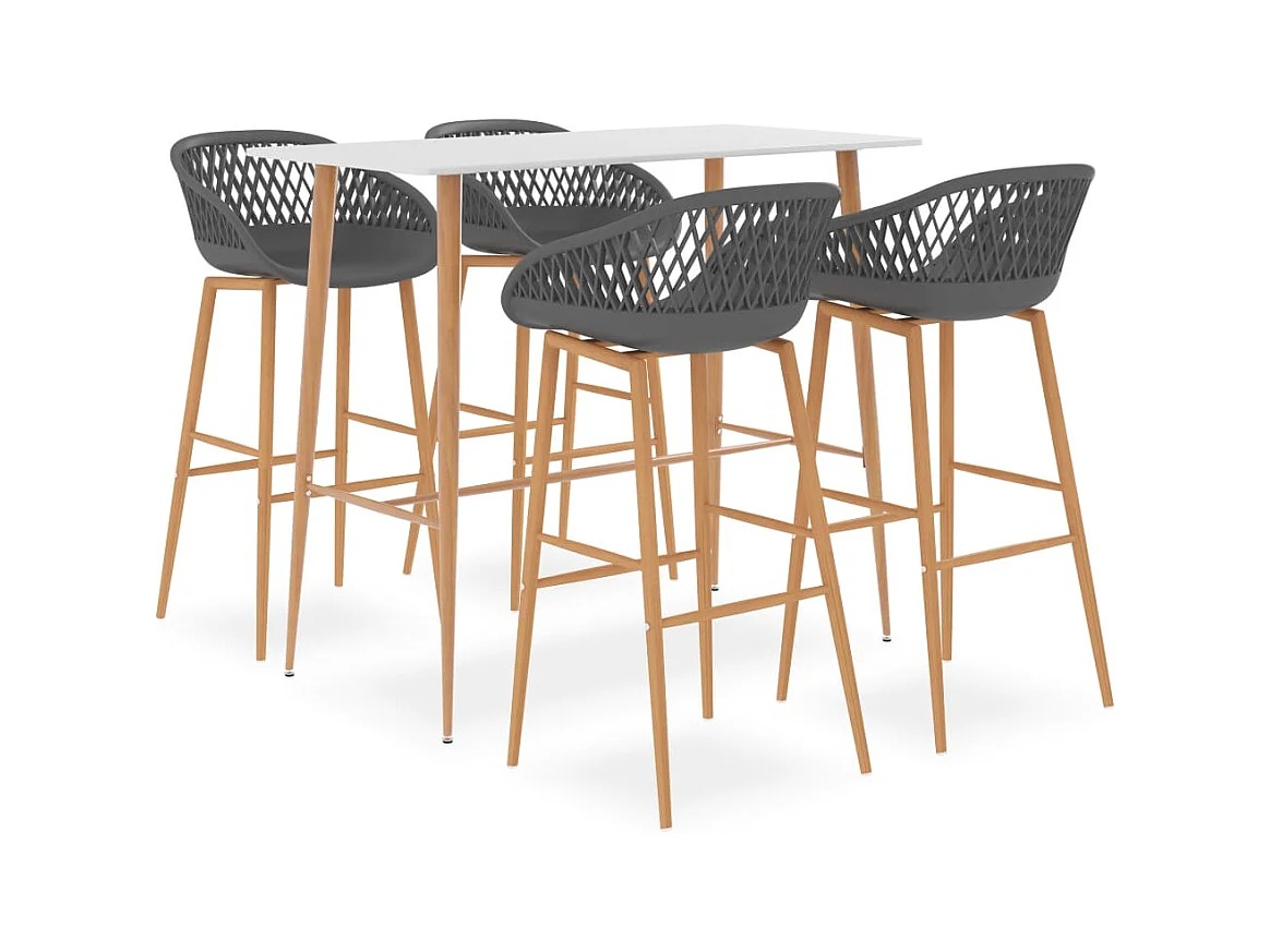 5-delige barset, wit en grijs