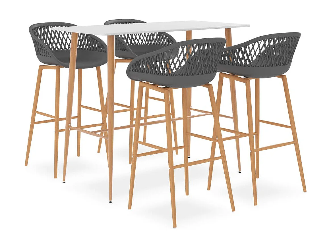 Ensemble de bar 5 pcs Blanc et gris