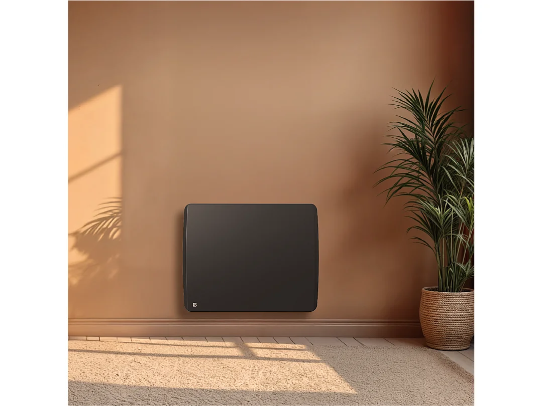 Radiateur électrique fixe à inertie sèche céramique 1000W Bestherm ARIA horizontal noir