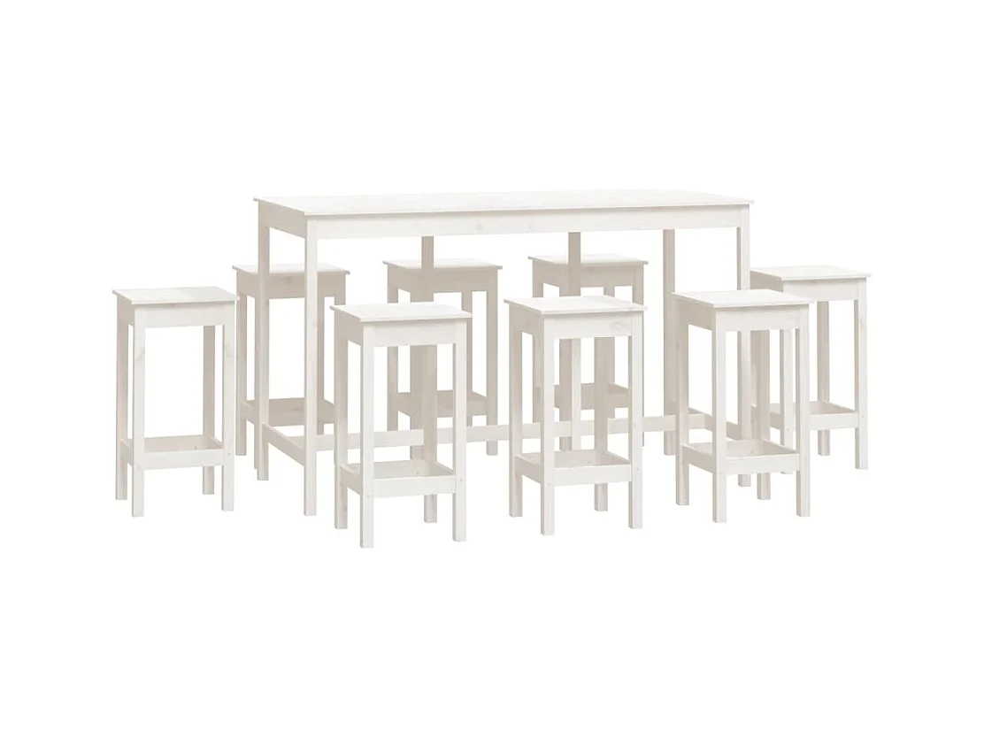 9-delige barset Wit Massief grenenhout