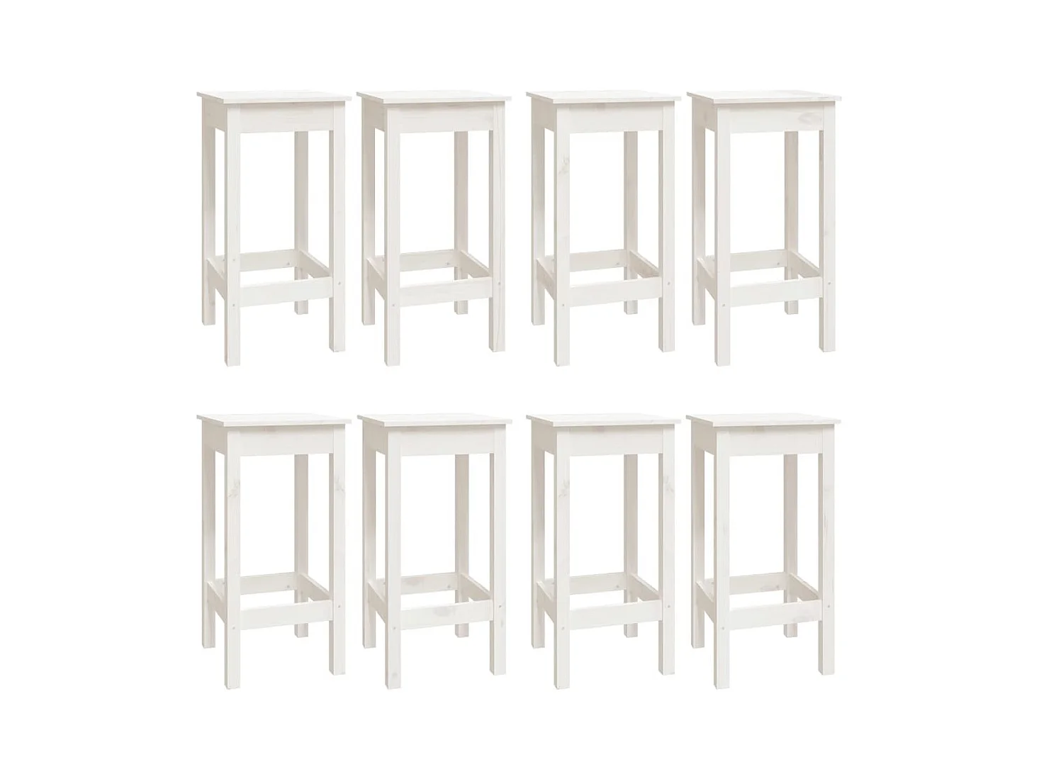 9-delige barset Wit Massief grenenhout