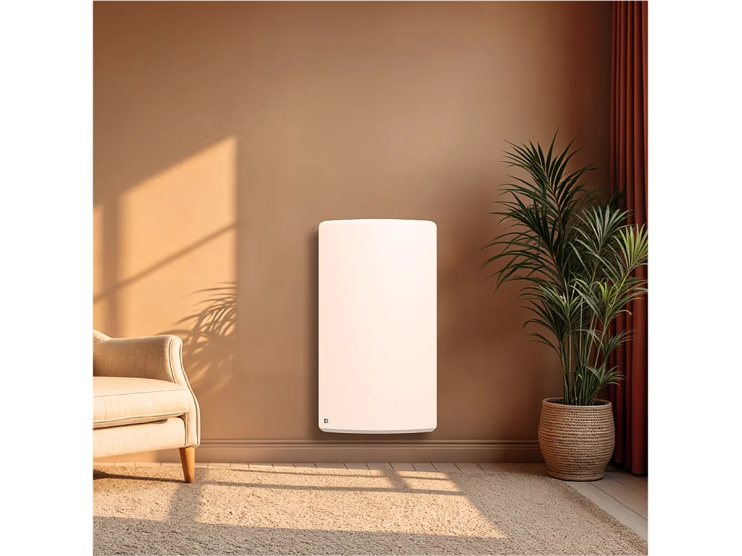 Radiateur électrique fixe à inertie sèche céramique 1500W Bestherm ARIA vertical blanc