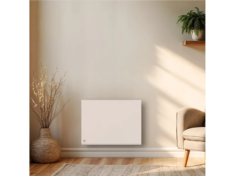 Radiateur électrique fixe à inertie sèche céramique+film 1000W Bestherm FREYA horizontal blanc