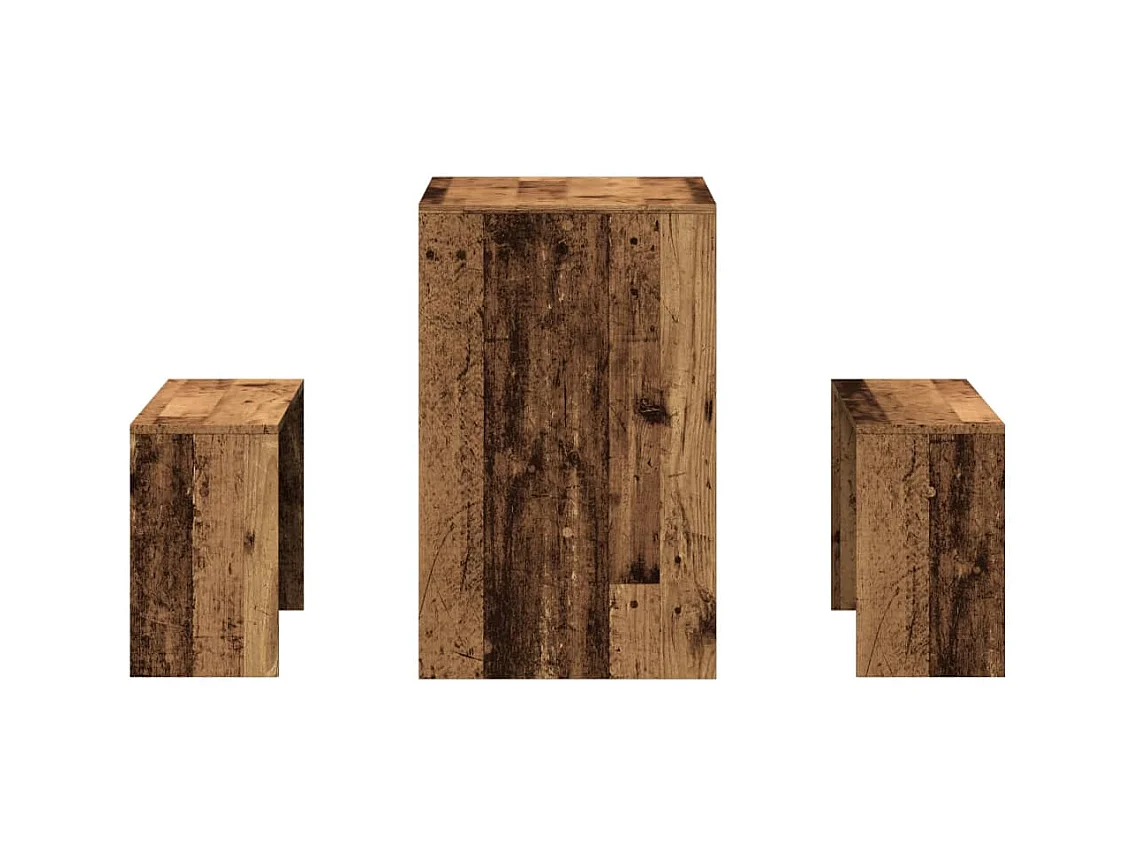 Juego de mesa de comedor y banco de madera de ingeniería de 3 piezas