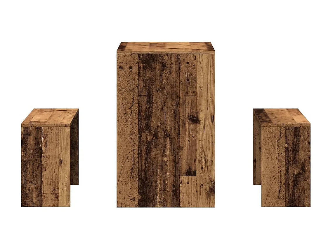 Set da pranzo in legno ingegnerizzato composto da 3 pezzi, tavolo e panca