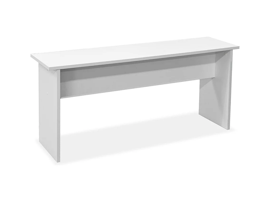 3-delige eettafel en bankenset, bewerkt hout, wit