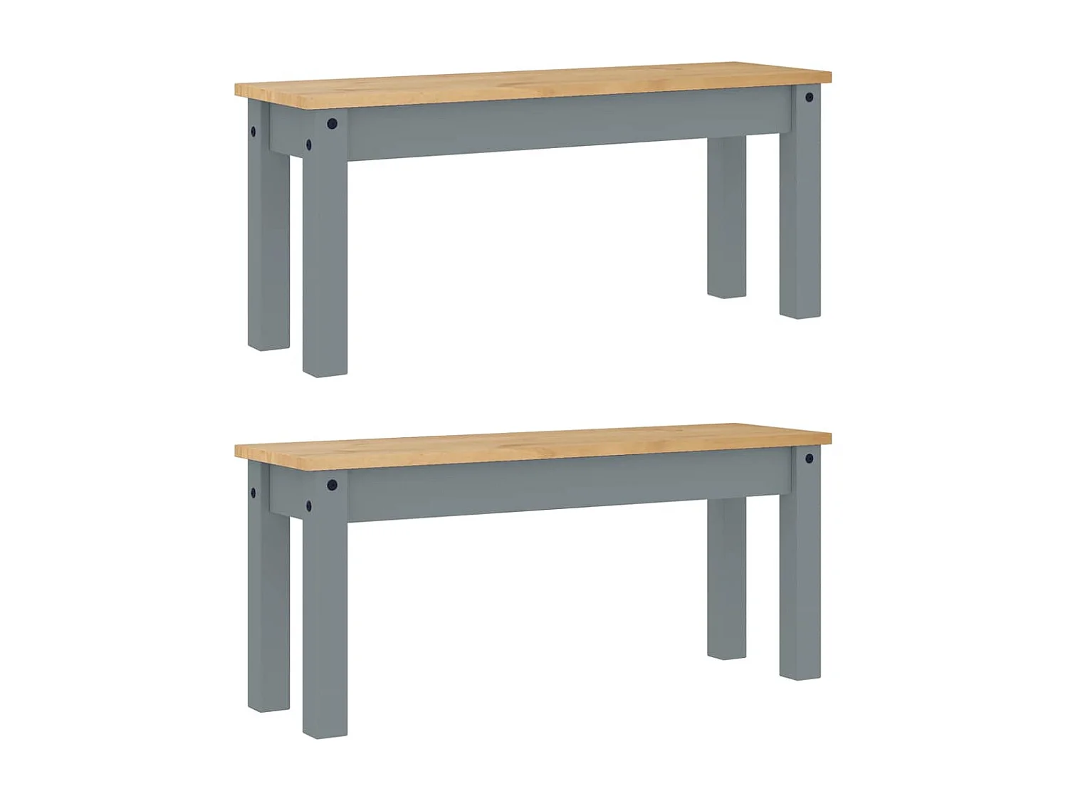 Juego de comedor Panamá de 3 piezas, gris, madera maciza de pino