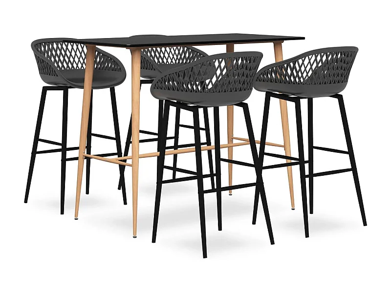 Set da bar da 5 pezzi, nero e grigio