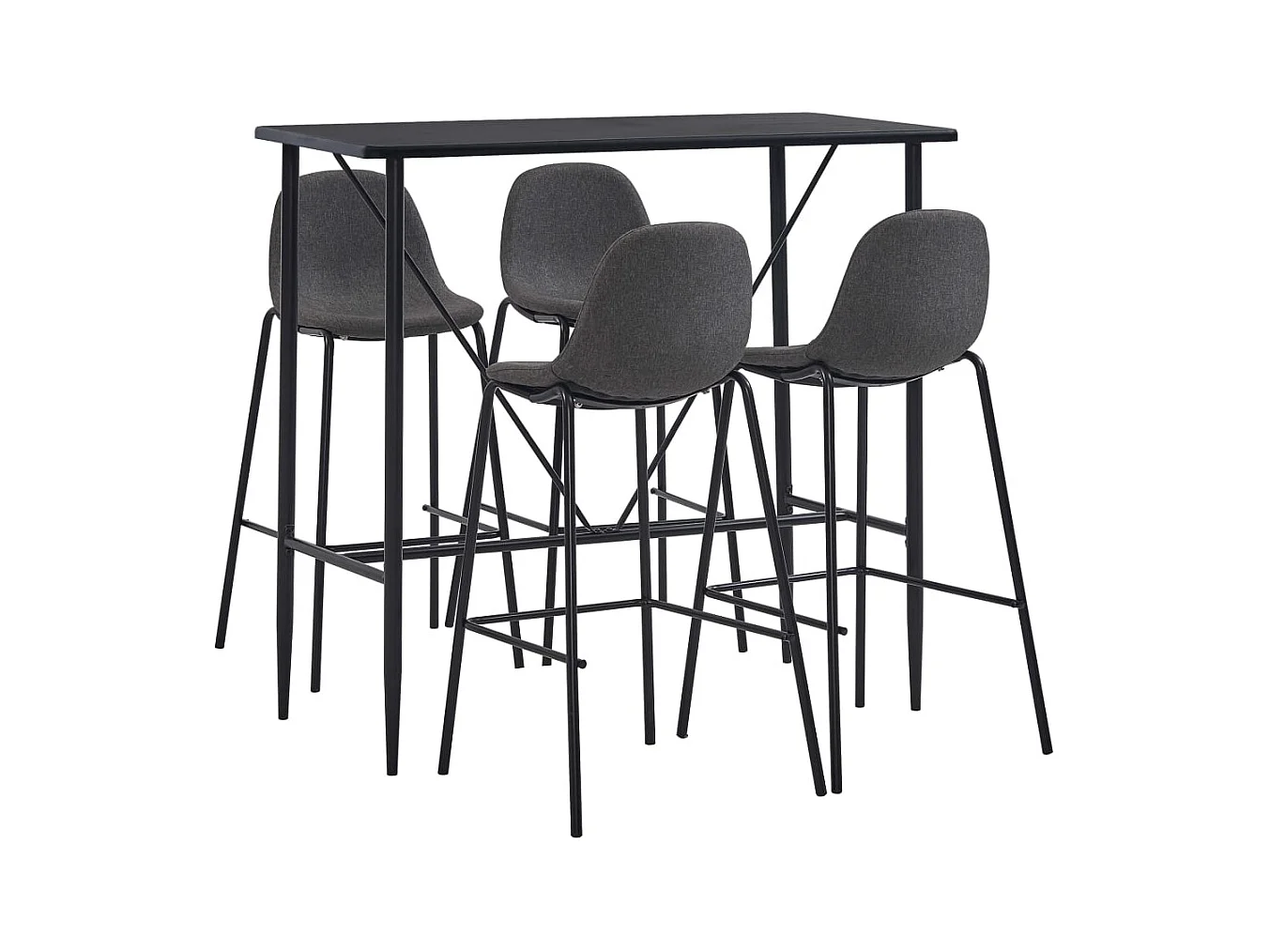 Juego de bar de 5 piezas, tela gris oscuro