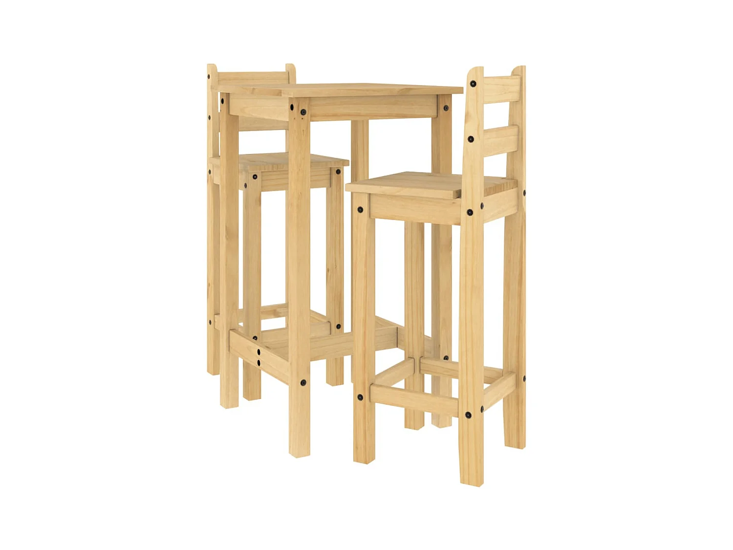 Juego de bar de 3 piezas fabricado en madera maciza de pino