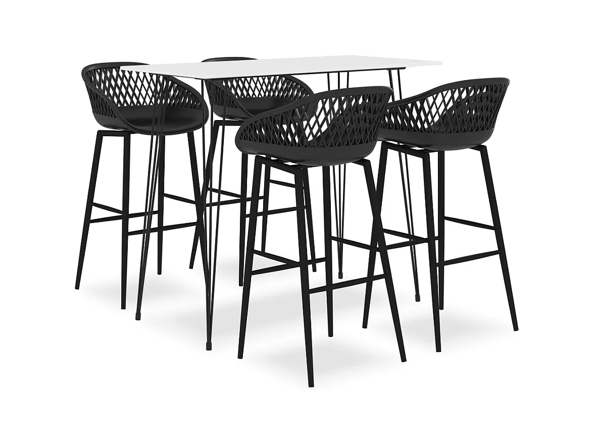 5-delige barset, wit en zwart