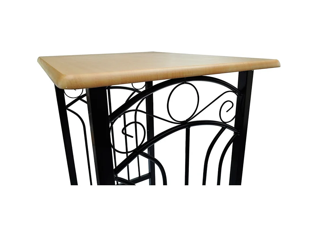 Juego de mesa de comedor de madera marrón rojiza con acero negro