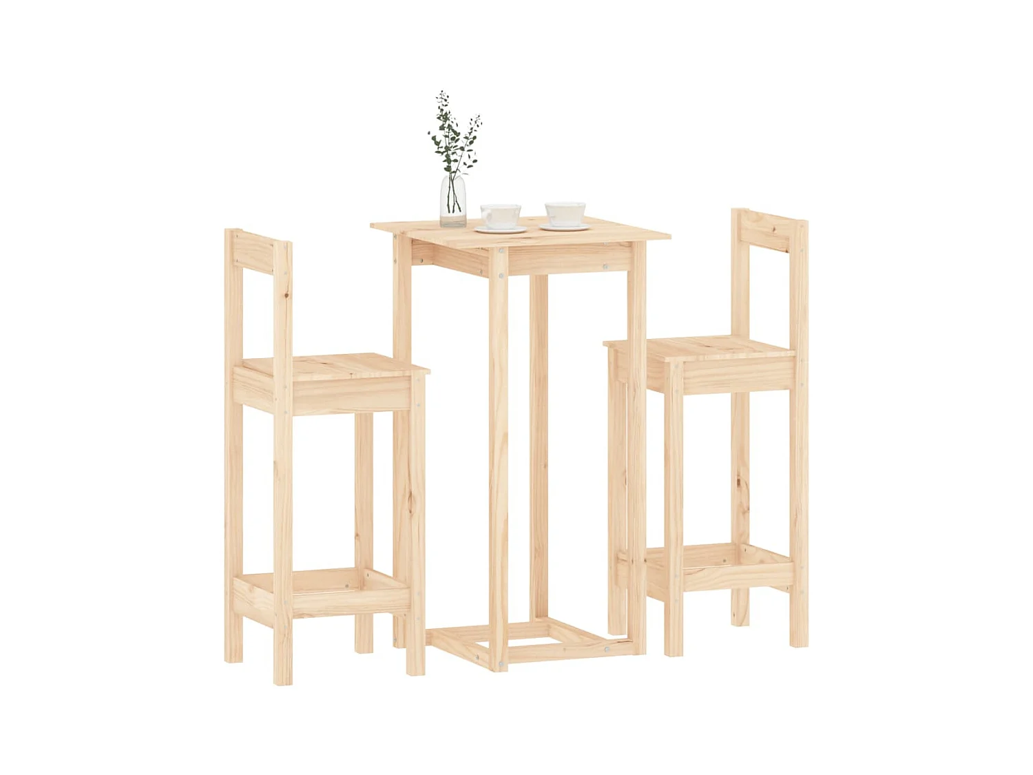 Juego de bar de 3 piezas fabricado en madera maciza de pino