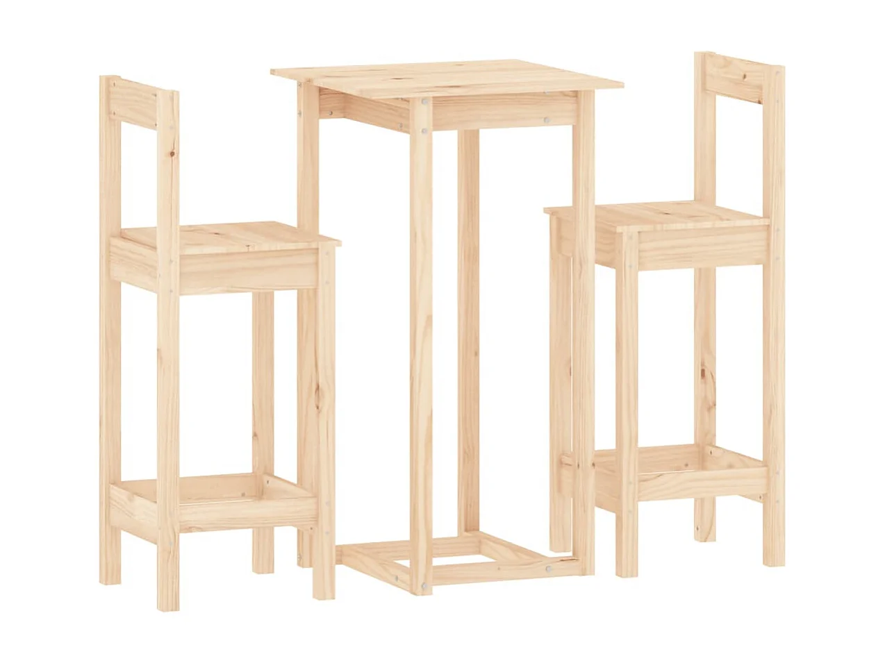 Set da bar da 3 pezzi in legno massello di pino