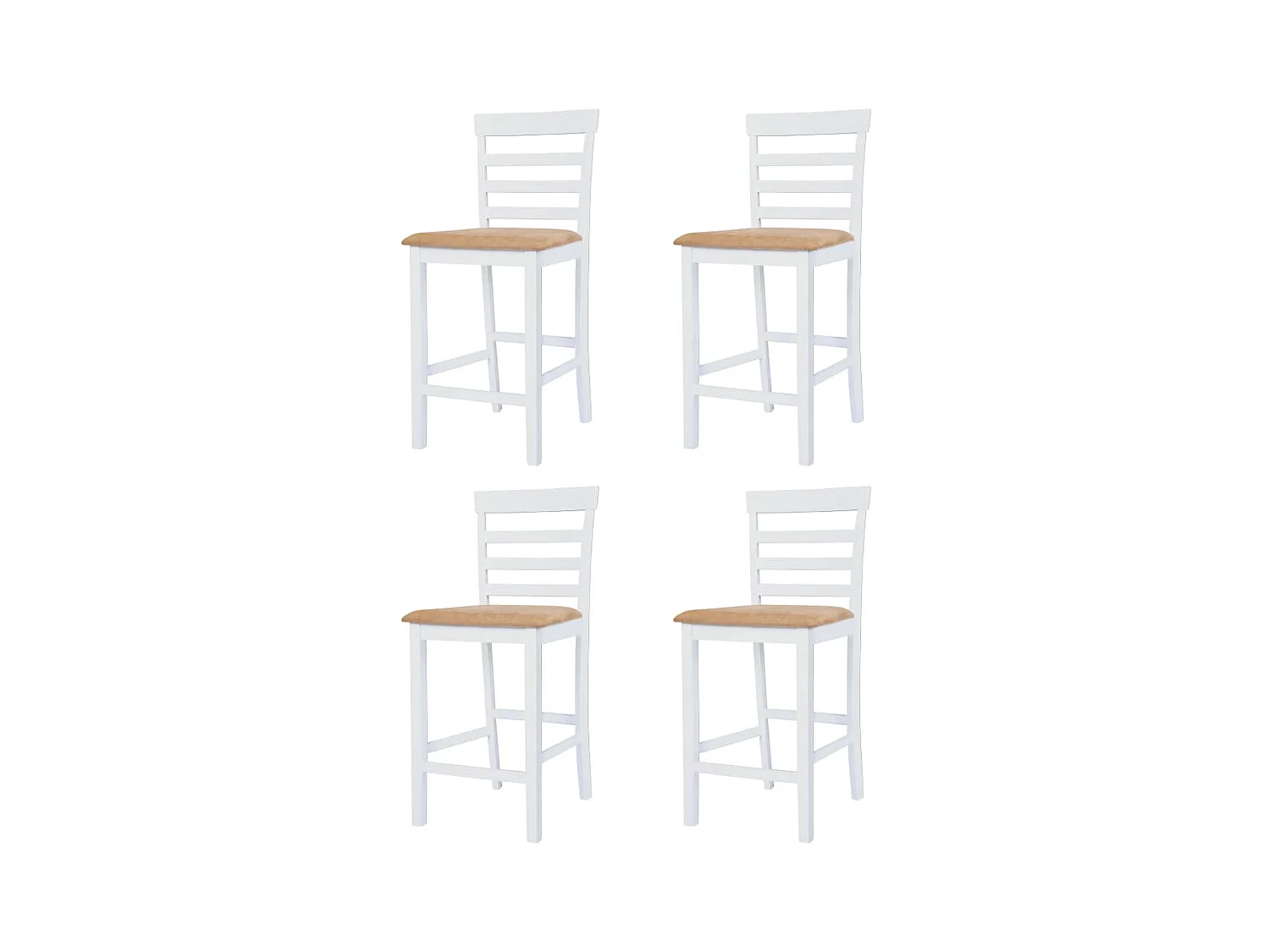 Juego de mesa y sillas de bar de 5 piezas, madera maciza, marrón y blanco