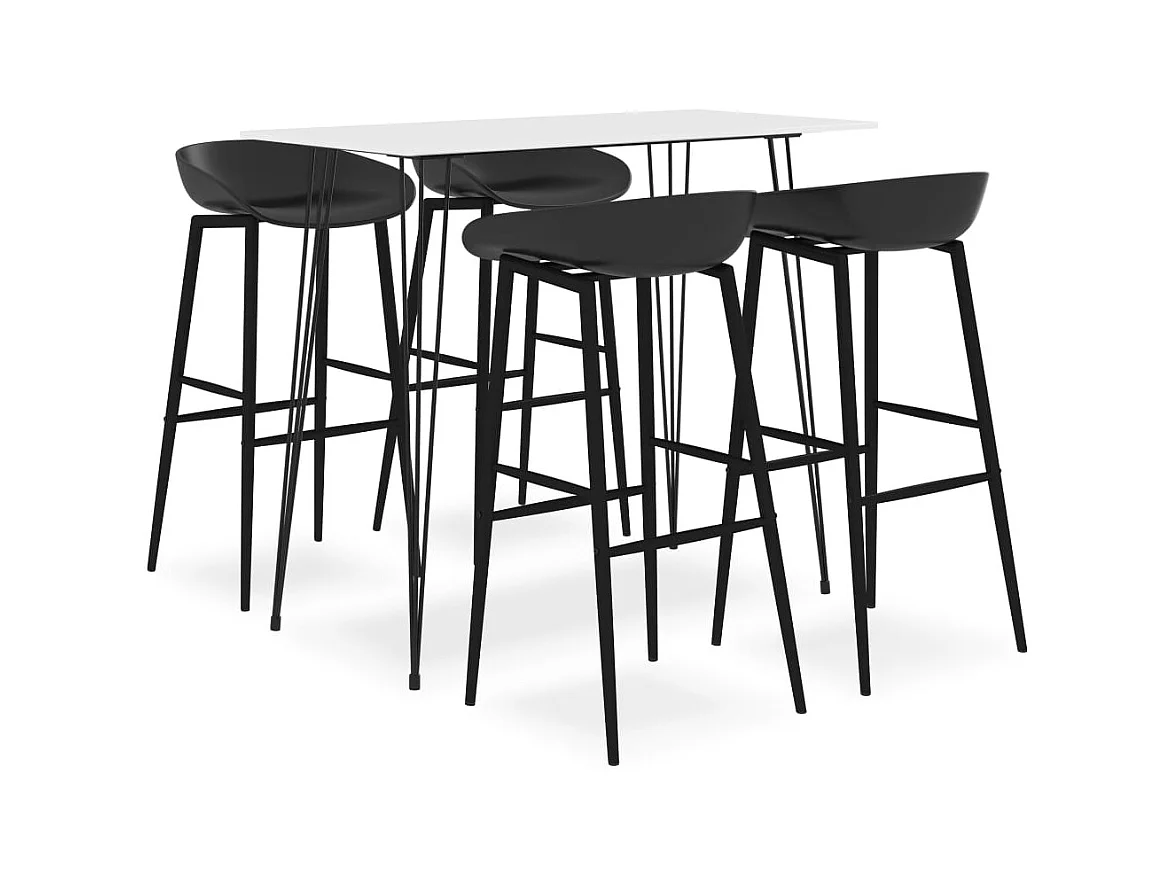 5-delige barset, wit en zwart