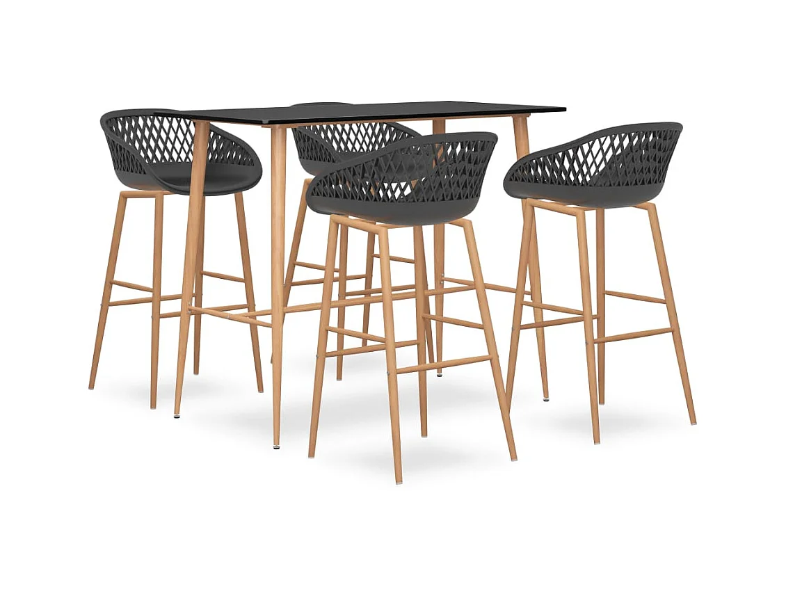 Juego de barra de 5 piezas, negro y gris