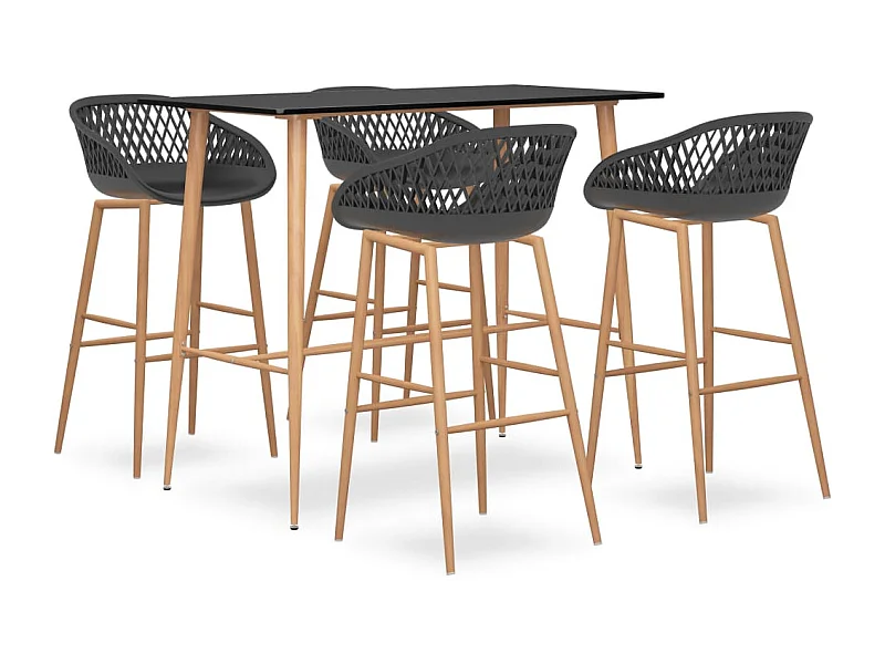 Set da bar da 5 pezzi, nero e grigio