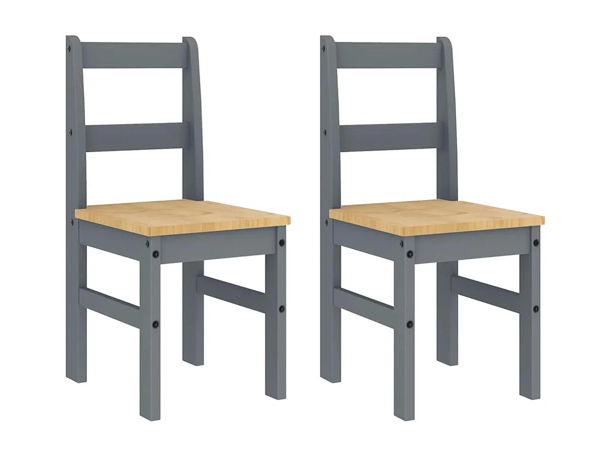 Juego de comedor Panamá de 4 piezas, gris, madera maciza de pino