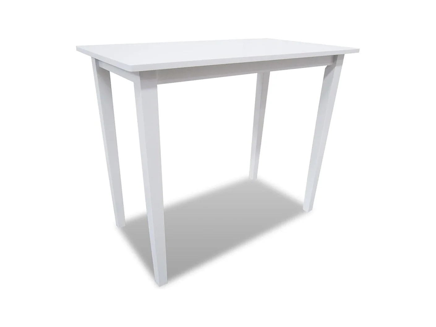 Set van tafel en 4 witte houten barkrukken