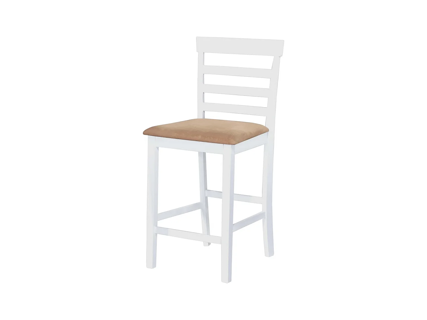 Set van tafel en 4 witte houten barkrukken