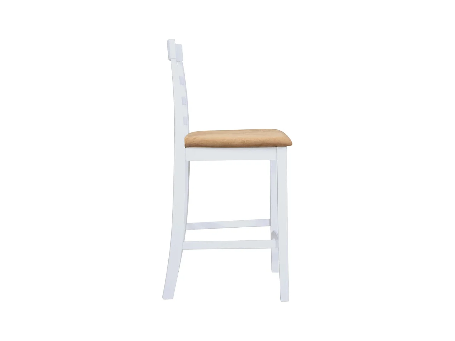 Set van tafel en 4 witte houten barkrukken