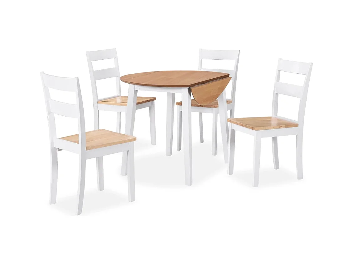 Eetkamerset 5-delig MDF en rubberhout Wit