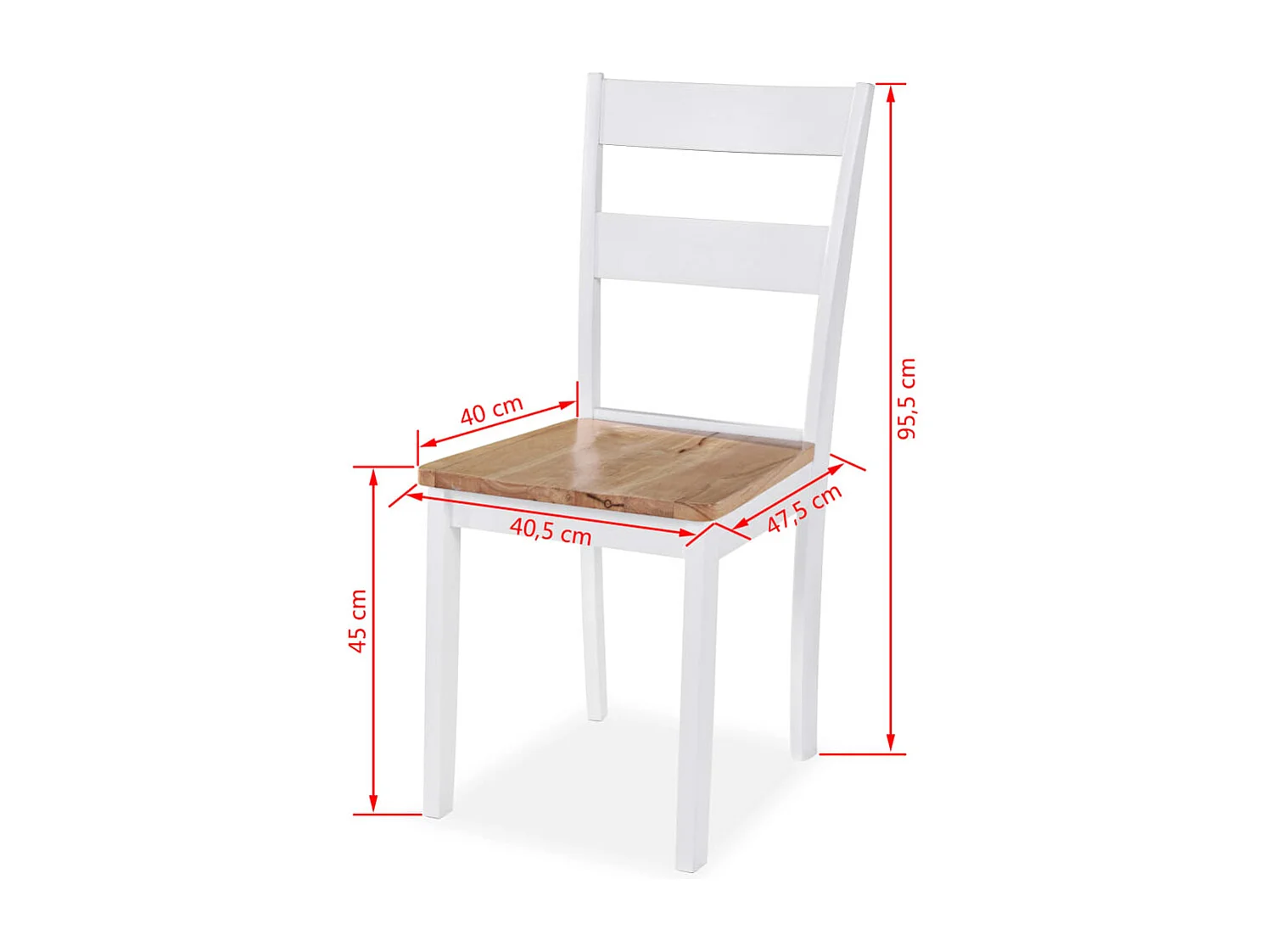 Set da pranzo 5 pezzi in MDF e legno di caucciù bianco