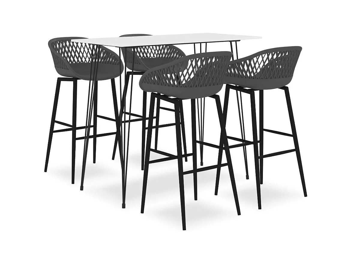 Juego de bar de 5 piezas, blanco y gris