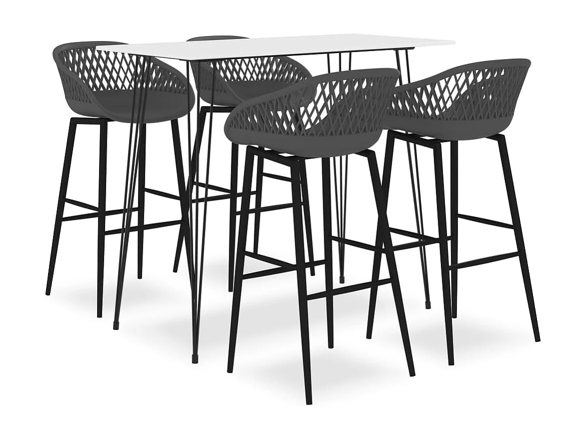 Ensemble de bar 5 pcs Blanc et gris