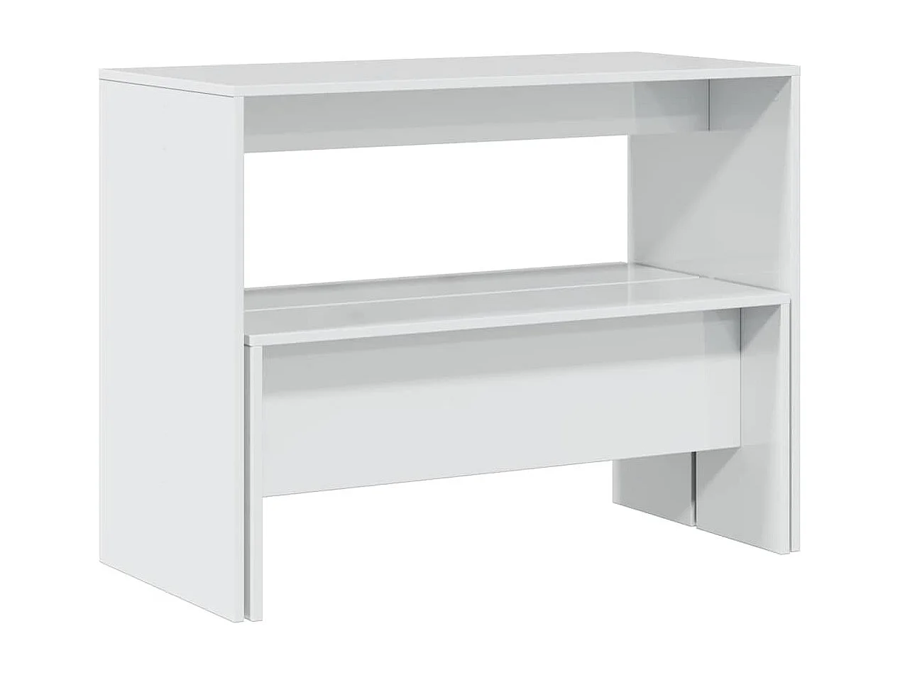 Set da pranzo in legno ingegnerizzato composto da 3 pezzi, tavolo e panca