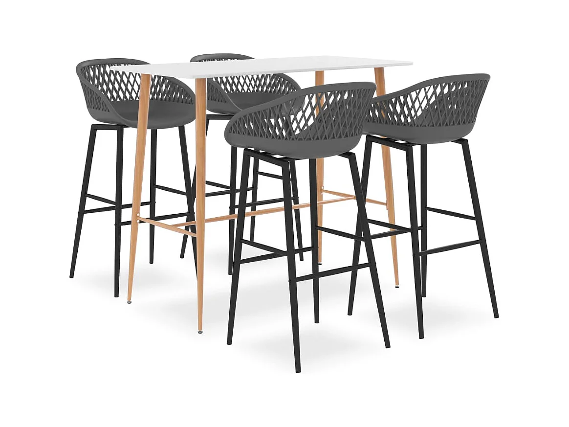 5-delige barset, wit en grijs