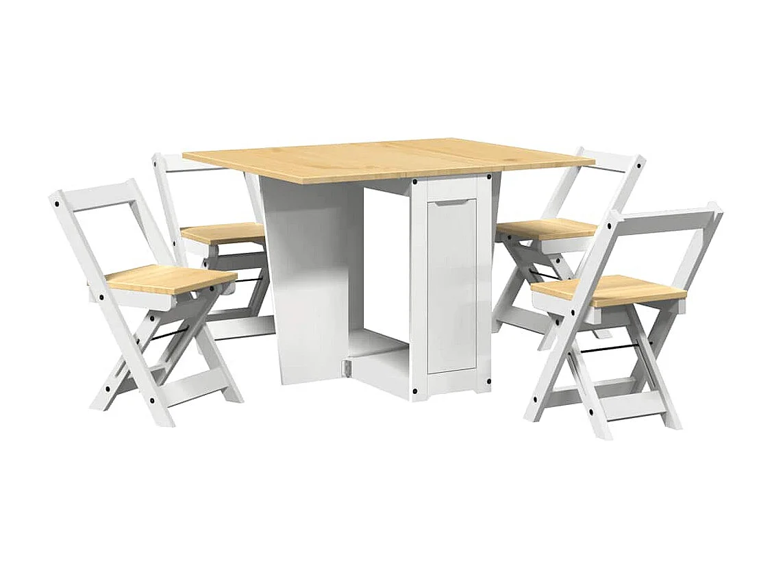 Ensemble à manger papillon 5 pcs Corona pliable blanc bois pin