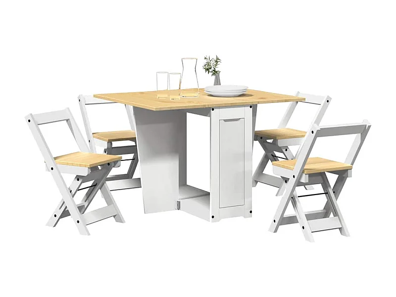 Ensemble à manger papillon 5 pcs Corona pliable blanc bois pin