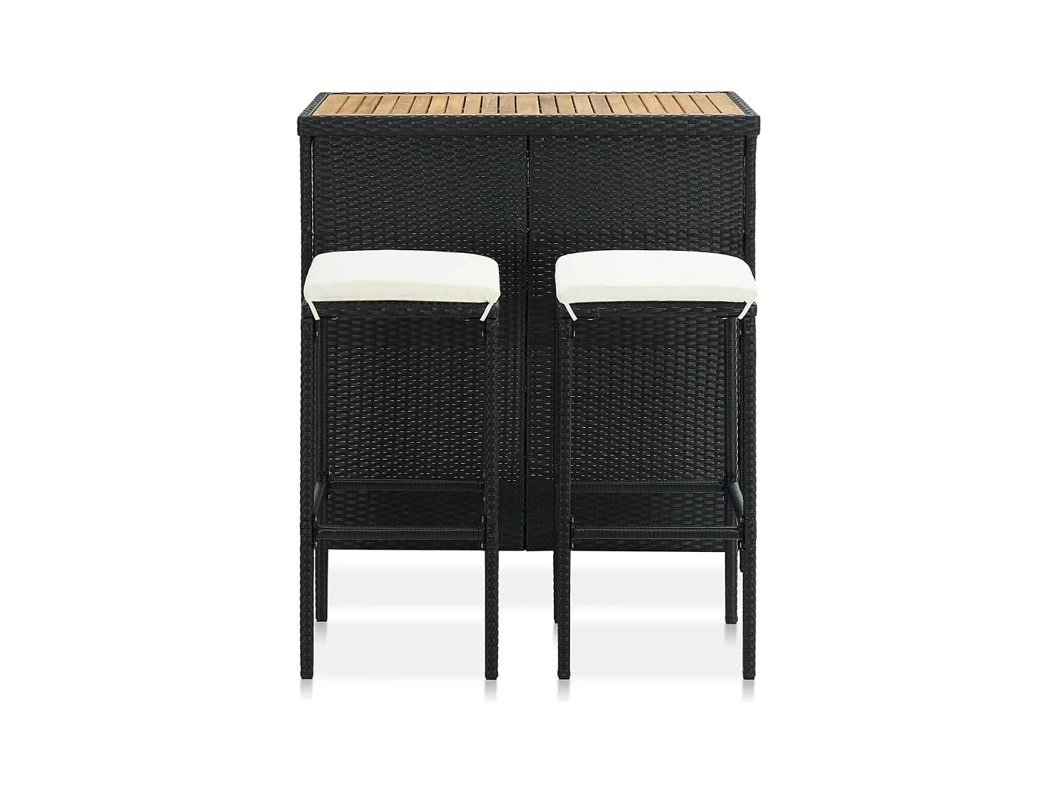 Juego de bar de 3 piezas, resina tejida negra