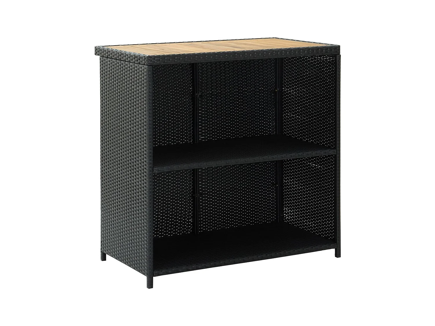 Juego de bar de 3 piezas, resina tejida negra