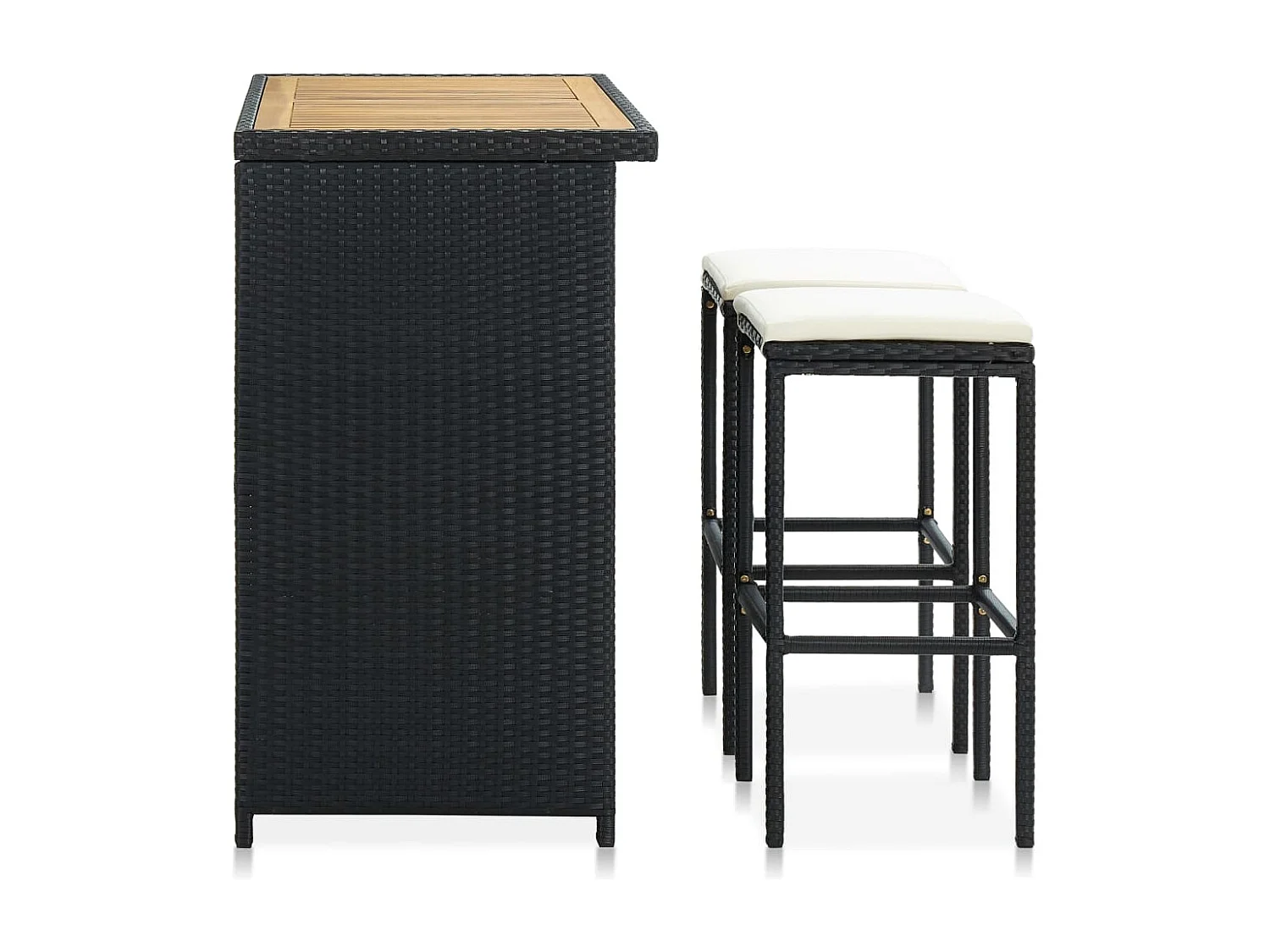 Juego de bar de 3 piezas, resina tejida negra