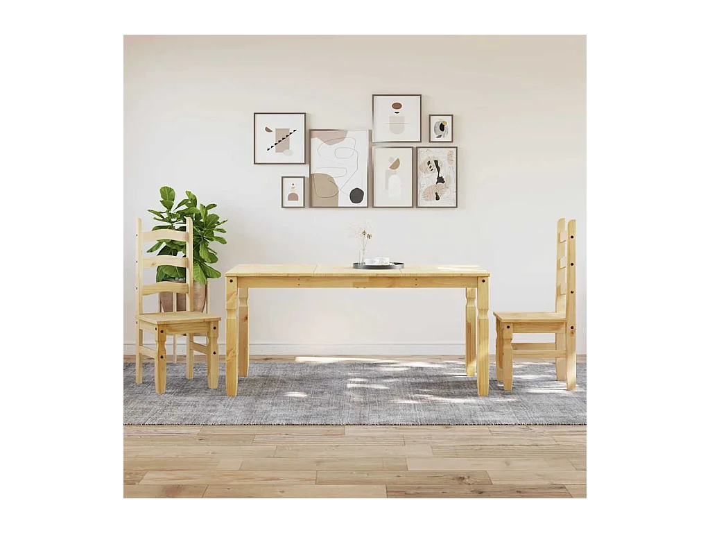 Juego de comedor Panamá de 3 piezas en madera maciza de pino