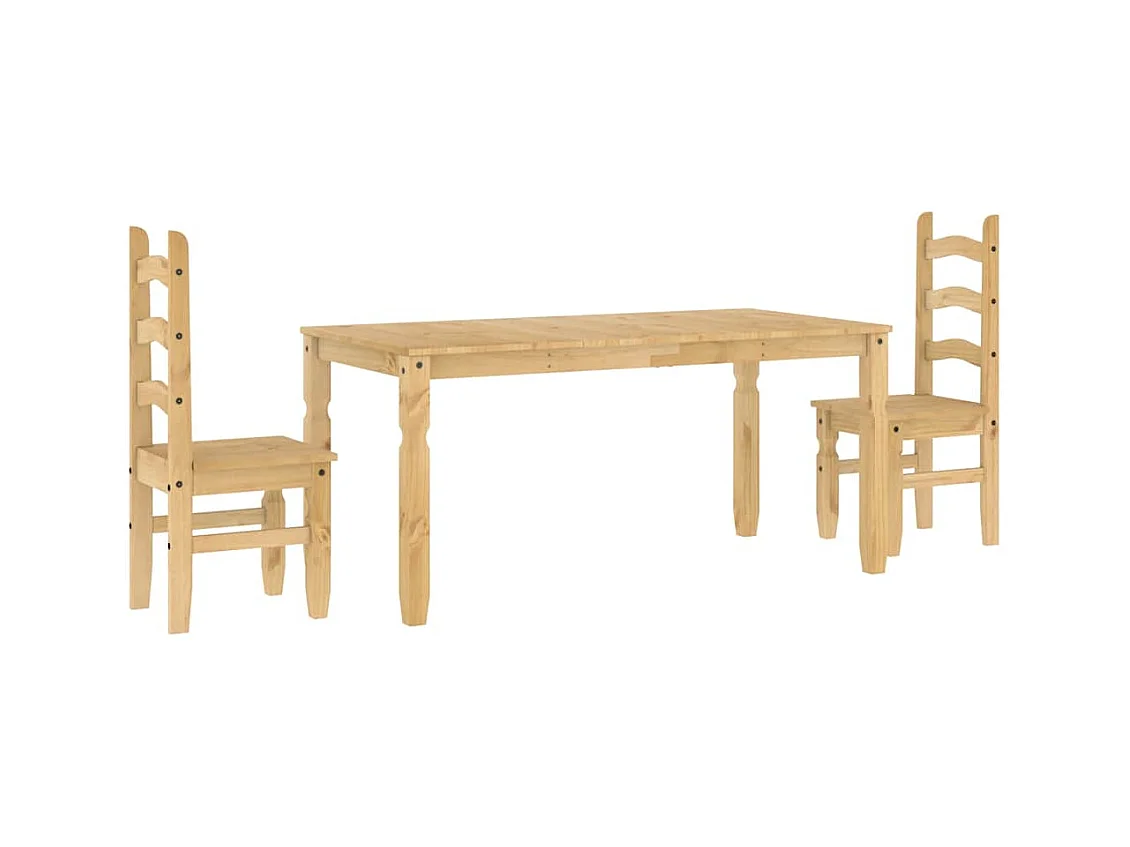 Juego de comedor Panamá de 3 piezas en madera maciza de pino