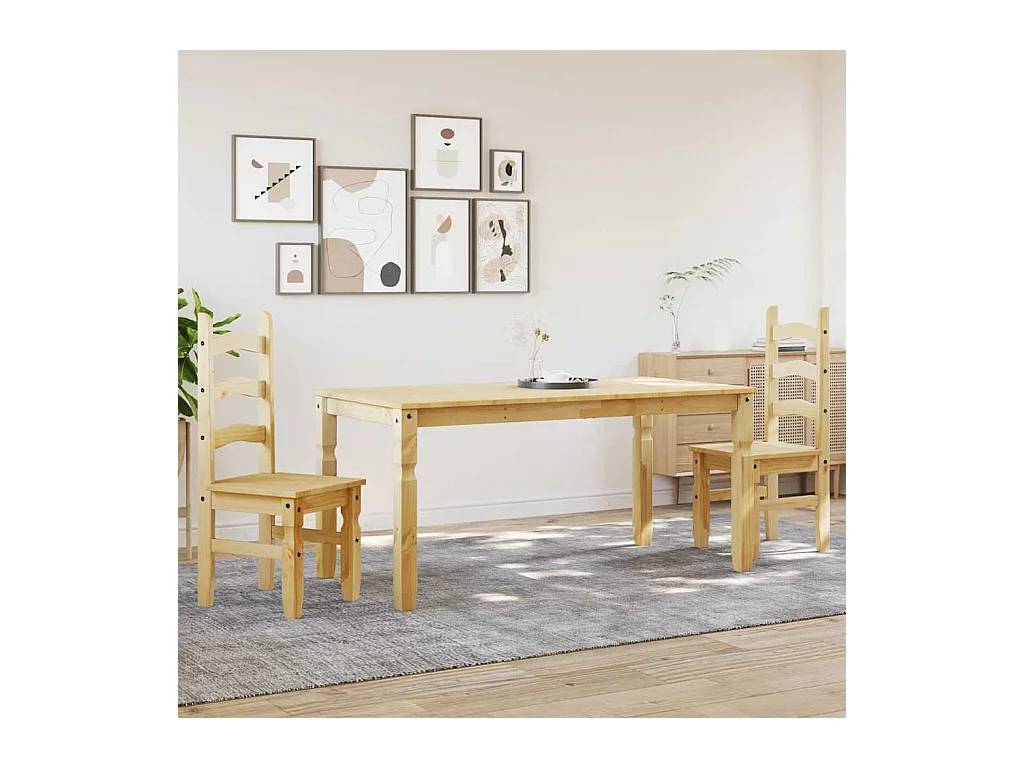 Juego de comedor Panamá de 3 piezas en madera maciza de pino