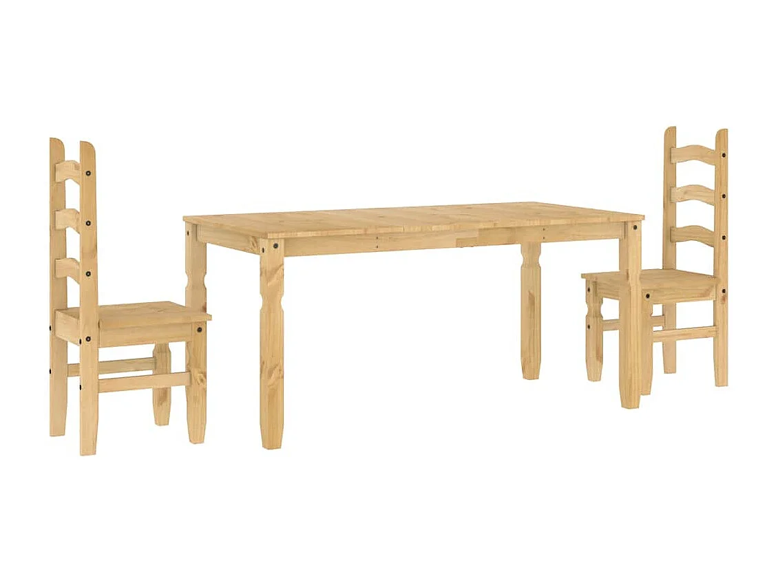 Set da pranzo Panama da 3 pezzi in legno massello di pino